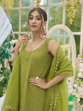 Olive Blossom Chikankari Sleeveless Kurta Set - Shop Label Aishwaryrika