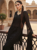 Black Summer Chikankari Gharara Short Kurta Set (Set of 3)