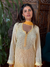 Sunshine Yellow Chikankari Lace Kurta Set (Set of 3)