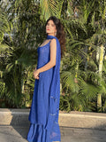 Admiral Blue Chikankari Strappy Kurta Set (Set of 3)