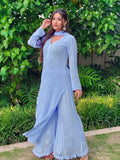 French Blue Chikankari & Mukaish Kurta Set