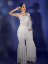 Astria Chikankari & Iridescent Pearl Embroidered Gharara Set