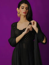 Black Metal Chikankari & Mukaish Kurta Set - Shop Label Aishwaryrika