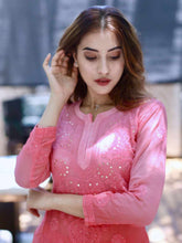 Conch Shell Pink Ombré Chikankari Kurta - Shop Label Aishwaryrika
