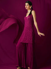 Winery Red Chikankari Palazzo Set