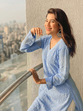 Swish Blue Chikankari And Mukaish Kurta Set (Set of 3)