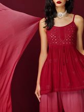 Chilli Pepper Short Chikankari Kurta-Sharara Set - Shop Label Aishwaryrika