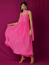 French Rose Anarkali Chikankari Kurta