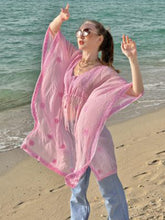 Pink Chikankari Hand Embroidered Kaftan