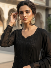 Black Rose Chikankari and Mukaish Set (Set of 3)