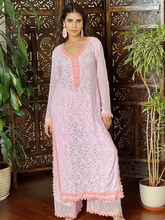 Pink Solstice Chikankari Lace Kurta Set (Set of 3)