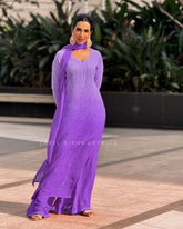 Violet Veil Chikankari & Mukaish Ombré Kurta Set (Set of 3)