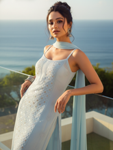 Sea Grey Ring Work Strappy Chikankari Kurta Set