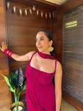 Brittany Red Strappy Chikankari Set (Set of 3)