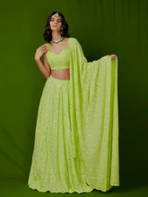 Hawaiian Lime Chikankari & Mukaish Lehenga Set