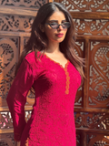 Sunkissed Magenta Chikankari Short Kurta