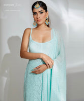 Arctic Sky Strappy Chikankari Kurta