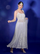 White Dove Chikankari & Iridescent Pearl Embroidered Anarkali Kurta Set