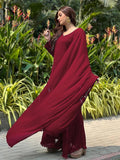 Red Berry Short Chikankari Kurta-Sharara Set