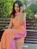 Coral Blush Strappy Chikankari Kurta Set (Set of 3)