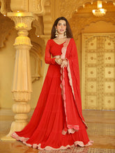 Fire Ruby chikankari Lehenga with lace (set of 3) - Shop Label Aishwaryrika