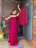 Brittany Red Strappy Chikankari Set (Set of 3)