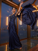 Midnight Sapphire Corset Drape Saree