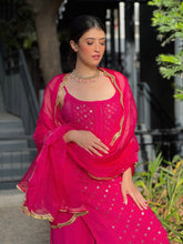 Rani Pink Ring Work Chikankari Kurta Set (Set of 3)