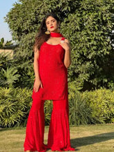 Rose Red Chikankari Kurta