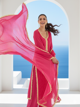 Raspberry Blanc Chikankari Kurta Set (Set of 3)