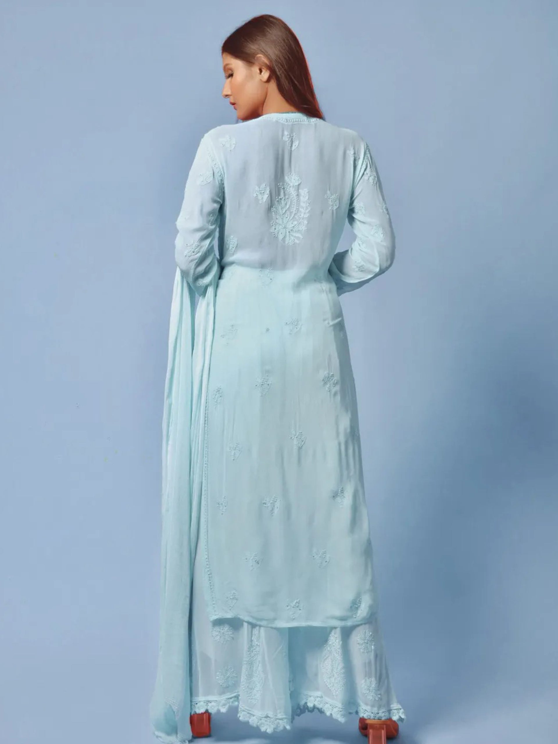 Baby Blue Chikankari Kurta - Shop Label Aishwaryrika