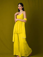 Daisy Floret Short Chikankari Kurta-Sharara Set - Shop Label Aishwaryrika