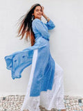 Swish Blue Chikankari And Mukaish Kurta Set (Set of 3)