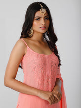 Peach Rosé Strappy Chikankari Kurta
