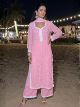 Aniyah Lily Pink Chikankari Kurta Set (Set of 3)