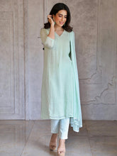 Sage Tea Chikankari & Mukaish A-line Kurta Set