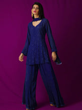 Turkish Blue Short Chikankari Kurta-Sharara Set