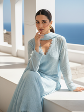 Moroccan Blue Chikankari Kurta Set (Set of 3)