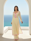 Bianca Butter Yellow Chikankari Kurta Set (Set of 3)