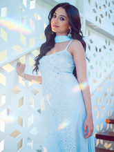 Sea Grey Ring Work Strappy Chikankari Kurta Set