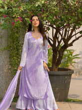 Velvet Twilight Chikankari & Lace Kurta Set (Set of 3)