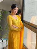 FireFly Ombre Chikankari and Mukaish Ringwork Kurta Set