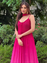 Russian Pink Flared Anarkali Chikankari Kurta