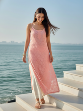 Soft Coral Chikankari & Lace Sleeveless Kurta