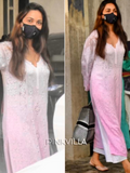 Kiara Advani in Alina Pink Full Sleeves Chikankari Kurta