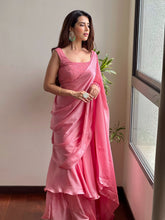 Bella Chikankari Satin Lehenga Saree Set (set of 3)