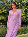 French Lavender Chikankari & Mukaish Kurta Set (Set of 3)