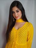 Jannat Zubair in Golden Hour Chikankari Kurta Set