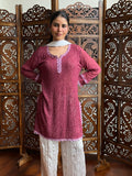 Blush Orchid Mauve Chikankari Short Kurta