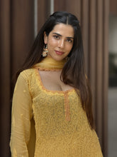 Venetian Sunset Chikankari & Lace Kurta Set (Set of 3)